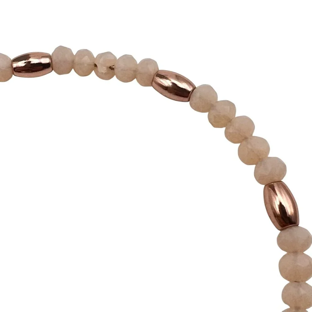 Alex And Ani Balance Bead II Carmel Rose Gold Tone Bangle Bracelet Pink NWT - Picture 6 of 7